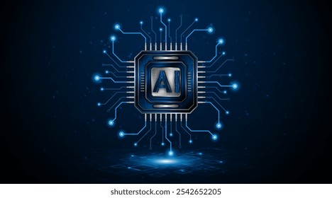 Tecnología digital del futuro. Icono de IA o símbolo de inteligencia artificial. Concepto avanzado futuro de la placa de circuito de la tecnología de la inteligencia artificial