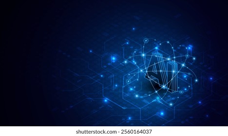 Digital technology of the future. AI icon or artificial intelligence symbol. Future advanced artificial intelligence technology circuit board concept	