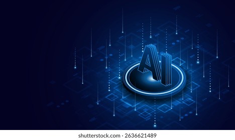 Digital technology of the future. AI icon or artificial intelligence symbol. Future advanced artificial intelligence technology circuit board concept	