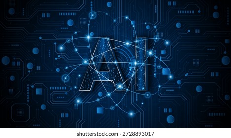 Digital technology of the future. AI icon or artificial intelligence symbol. Future advanced artificial intelligence technology circuit board concept