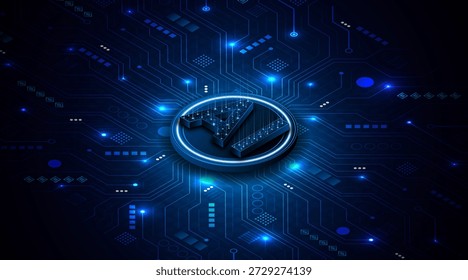 Digitale Technologie der Zukunft. KI-Symbol oder Symbol für künstliche Intelligenz. Zukünftiges fortschrittliches Leiterplattenkonzept für die Technologie der künstlichen Intelligenz
