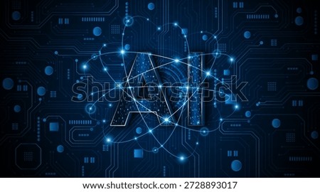 Digital technology of the future. AI icon or artificial intelligence symbol. Future advanced artificial intelligence technology circuit board concept