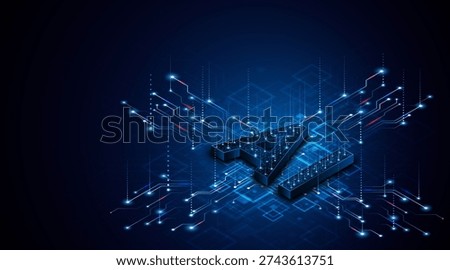 Digital technology of the future. AI icon or artificial intelligence symbol. Future advanced artificial intelligence technology circuit board concept