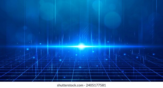 Digital technology futuristic Ai big data blue green background, internet network connection, abstract cyber information communication, science innovation future tech, line dot illustration vector 3d