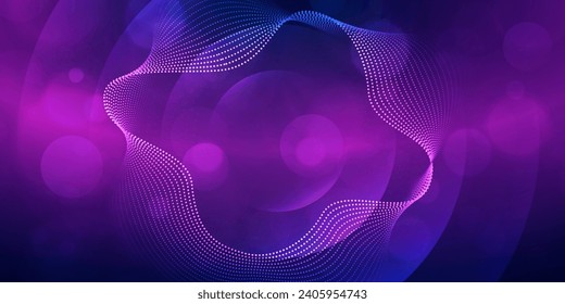 Digital technology futuristic Ai big data blue purple background, internet network connection, abstract cyber information communication, science innovation future tech, line dot illustration vector 3d