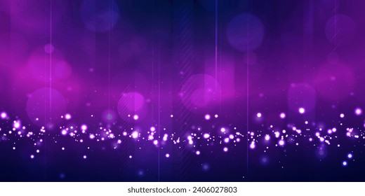 Digital technology futuristic Ai big data blue purple background, internet network connection, abstract cyber information communication, science innovation future tech, line dot illustration vector 3d
