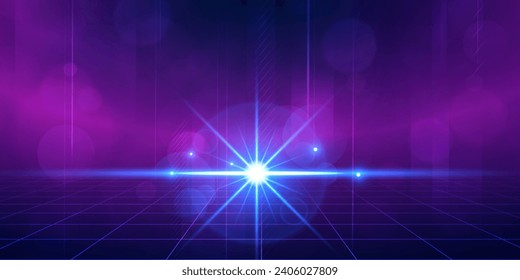 Digital technology futuristic Ai big data blue purple background, internet network connection, abstract cyber information communication, science innovation future tech, line dot illustration vector 3d