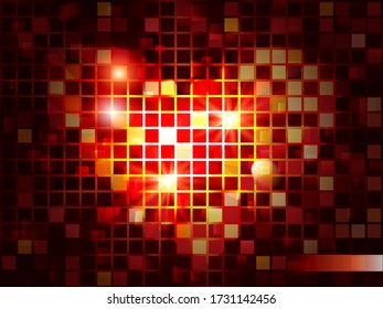 Digital Technology Futuristic Background. Abstract red heart made of squares.