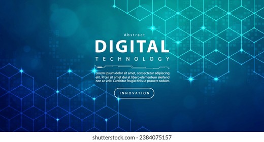 Digital technology futuristic blue green background, cyber nano information, abstract communication, innovation future tech data, internet network speed connection, Ai big data line dot illustration