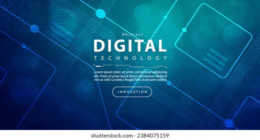 Digital technology futuristic blue green background, cyber nano information, abstract communication, innovation future tech data, internet network speed connection, Ai big data line dot illustration