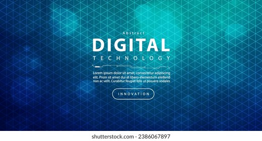 Digital technology futuristic blue green background, cyber nano information, abstract communication, innovation future tech data, internet network speed connection, Ai big data line dot illustration