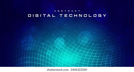 Digital technology futuristic blue green background, internet network connection, abstract cyber information communication, science innovation future tech, Ai big data line dot, illustration vector 3d