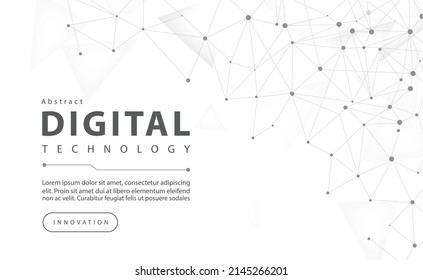 Digital technology futuristic internet network speed connection white background, cyber nano information, abstract communication, innovation future tech data, Ai big data line dot illustration vector