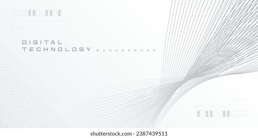 Digital technology futuristic internet network speed connection white background, cyber nano information, abstract communication, innovation future tech data, Ai big data line dot illustration vector