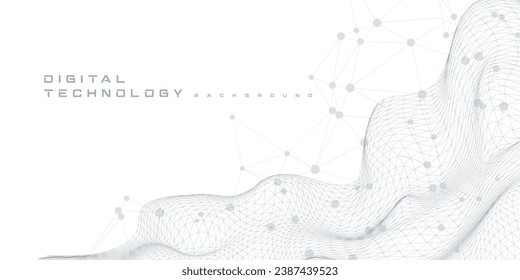 Digital technology futuristic internet network speed connection white background, cyber nano information, abstract communication, innovation future tech data, Ai big data line dot illustration vector