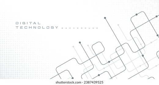 Digital technology futuristic internet network speed connection white background, cyber nano information, abstract communication, innovation future tech data, Ai big data line dot illustration vector