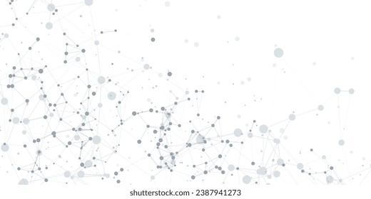 Digital technology futuristic internet network speed connection white background, cyber nano information, abstract communication, innovation future tech data, Ai big data line dot illustration vector