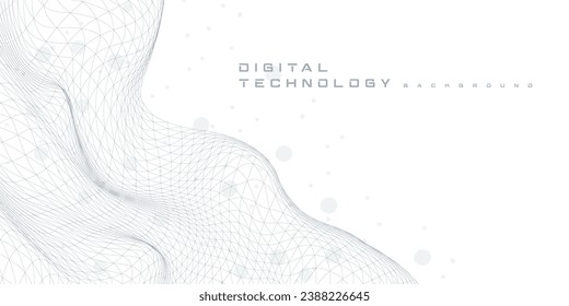 Digital technology futuristic internet network speed connection white background, cyber nano information, abstract communication, innovation future tech data, Ai big data line dot illustration vector