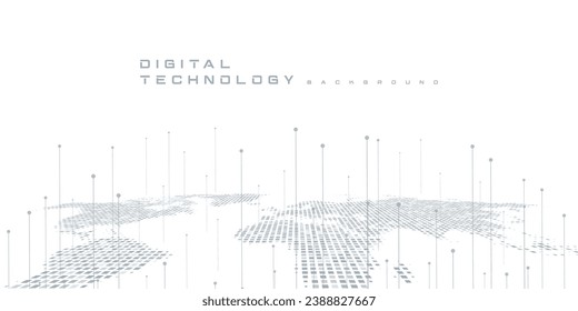 Digitale Technologie futuristische Internet-Geschwindigkeit Verbindung weißer Hintergrund, Cyber-Nano-Informationen, abstrakte Kommunikation, Innovation Zukunftsdaten der Technologie, Ai big data line Punkt-Vektorgrafik