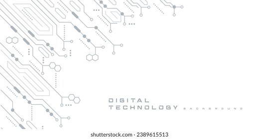 Tecnología digital futurista conexión de velocidad de red de internet fondo blanco, información de nano cibernético, comunicación abstracta, innovación datos tecnológicos futuros, Ai línea de datos grande ilustración de punto vector