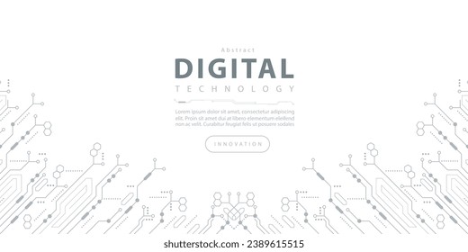 Digital technology futuristic internet network speed connection white background, cyber nano information, abstract communication, innovation future tech data, Ai big data line dot illustration vector