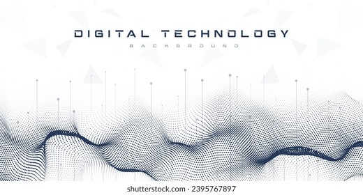 Tecnología digital futurista conexión de velocidad de red de internet fondo blanco, información de nano cibernético, comunicación abstracta, innovación datos tecnológicos futuros, Ai línea de datos grande ilustración de punto vector