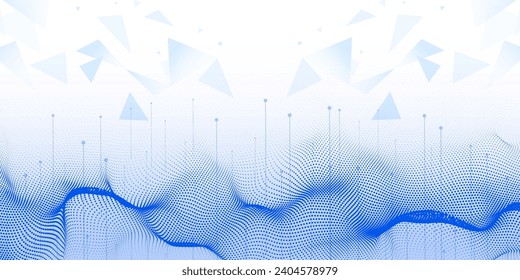 Digital technology futuristic internet network connection blue white background, cyber nano information, abstract communication, innovation future tech, Ai big data lines dots illustration vector 3d