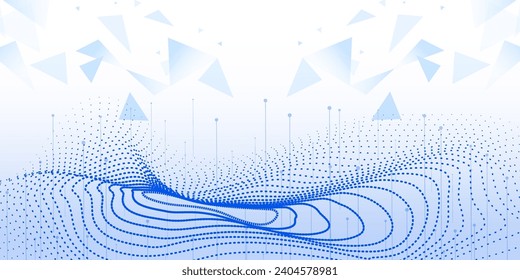 Digital technology futuristic internet network connection blue white background, cyber nano information, abstract communication, innovation future tech, Ai big data lines dots illustration vector 3d