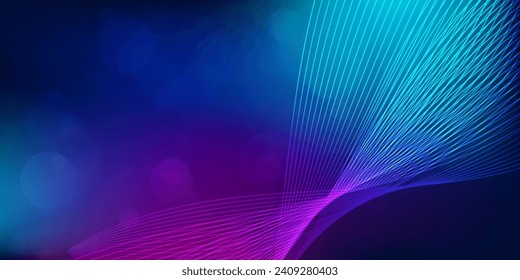 Digital technology futuristic internet network connection blue purple background, abstract cyber information communication, Ai big data science, innovation future tech, line dot illustration vector