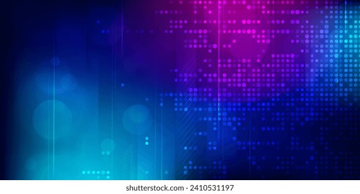 Digital technology futuristic internet network connection blue purple background, abstract cyber information communication, Ai big data science, innovation future tech, line dot illustration vector