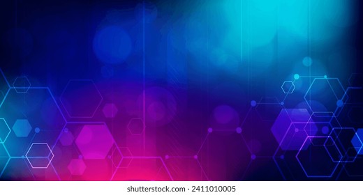 Tecnología digital futurista conexión de red de internet azul fondo púrpura, comunicación de información cibernética abstracta, ciencia de datos masivos Ai, innovación futura tecnología, vector de ilustración de punto de línea
