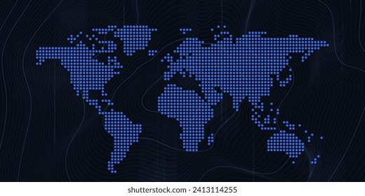 Digital technology futuristic internet network connection dark black background, blue abstract cyber information communication, Ai big data science, innovation future tech, line illustration vector 3d