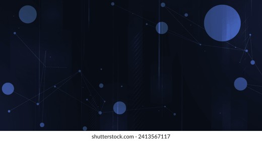Tecnología digital futurista conexión de red de internet de fondo negro oscuro, comunicación de información cibernética abstracta azul, ciencia de datos grandes Ai, innovación futura tecnología, ilustración de línea vector 3d