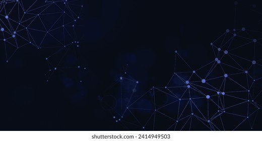Digitale Technologie futuristische Internetverbindung dunkler schwarzer Hintergrund, blau abstrakte Cyberinformationskommunikation, Ai big data science, innovation future tech, Line Illustration Vektorgrafik 3d