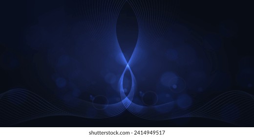 Digital technology futuristic internet network connection dark black background, blue abstract cyber information communication, Ai big data science, innovation future tech, line illustration vector 3d