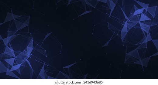 Tecnología digital futurista conexión de red de internet de fondo negro oscuro, comunicación de información cibernética abstracta azul, ciencia de datos grandes Ai, innovación futura tecnología, ilustración de línea vector 3d