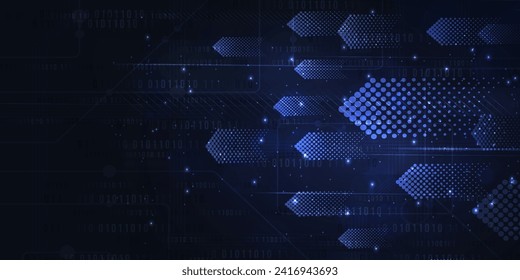 Tecnología digital futurista conexión de red de internet de fondo negro oscuro, comunicación de información cibernética abstracta azul, ciencia de datos grandes Ai, innovación futura tecnología, ilustración de línea vector 3d