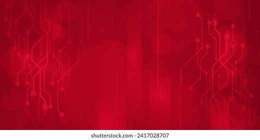Digital technology futuristic internet network connection red background, abstract cloud cyber information communication, Ai big data science, innovation future tech, line dot illustration vector 3d