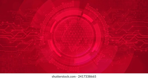 Digital technology futuristic internet network connection red background, abstract cloud cyber information communication, Ai big data science, innovation future tech, line dot illustration vector 3d
