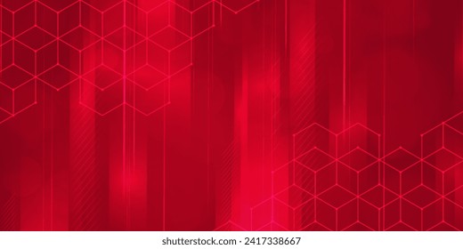 Digitale Technologie, futuristische Internetverbindung roter Hintergrund, abstrakte Cloud-Kommunikation, Ai Big Data Science, Innovation Future Tech, Line Dot Illustration, 3d