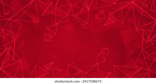 Tecnología digital futurista conexión de red de internet de fondo rojo, comunicación de información cibernética en nube abstracta, ciencia de datos grandes de Ai, innovación futura tecnología, ilustración de punto de línea vector 3d