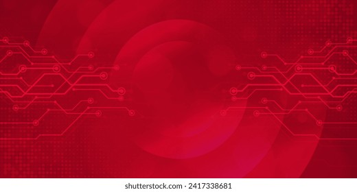 Digital technology futuristic internet network connection red background, abstract cloud cyber information communication, Ai big data science, innovation future tech, line dot illustration vector 3d