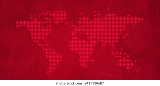 Digital technology futuristic internet network connection red background, abstract cloud cyber information communication, Ai big data science, innovation future tech, line dot illustration vector 3d