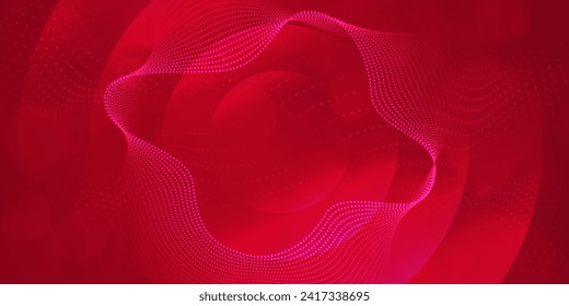 Tecnología digital futurista conexión de red de internet de fondo rojo, comunicación de información cibernética en nube abstracta, ciencia de datos grandes de Ai, innovación futura tecnología, ilustración de punto de línea vector 3d