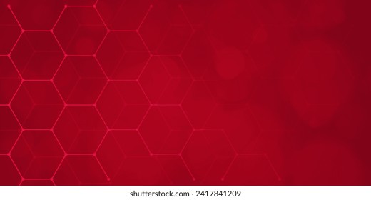 Digital technology futuristic internet network connection red background, abstract cloud cyber information communication, Ai big data science, innovation future tech, line dot illustration vector 3d