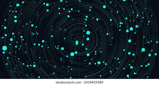 Digital technology futuristic internet network connection dark black background, green abstract cyber information communication, Ai big data science, innovation future tech line illustration vector 3d
