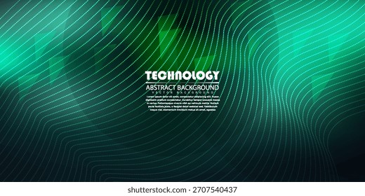 Tecnología digital futurista conexión a Internet fondo negro oscuro, comunicación de información cibernética abstracta verde, Ilustración vectorial eps10