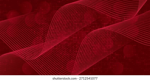 Tecnología digital futurista conexión a Internet de fondo rojo, nube abstracta de comunicación de información cibernética, ciencia de big data de IA, innovación tecnología futura, Vector de ilustración de puntos de línea 3d