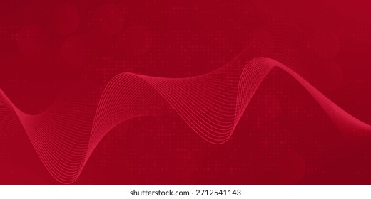 Tecnología digital futurista conexión a Internet de fondo rojo, nube abstracta de comunicación de información cibernética, ciencia de big data de IA, innovación tecnología futura, Vector de ilustración de puntos de línea 3d