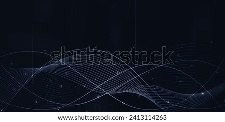 Digital technology futuristic internet network connection dark black background, blue abstract cyber information communication, Ai big data science, innovation future tech, line illustration vector 3d